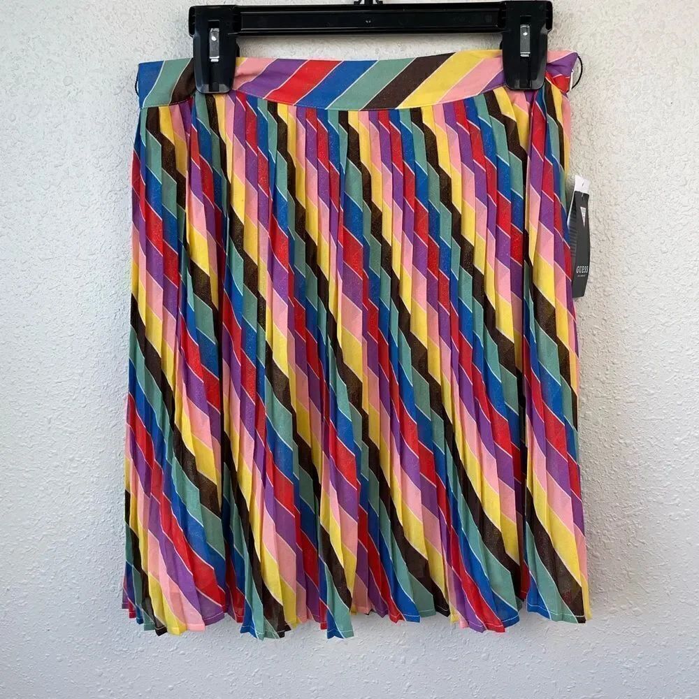 NWT Guess Rainbow Pleated Nazarene Skirt Size 29
